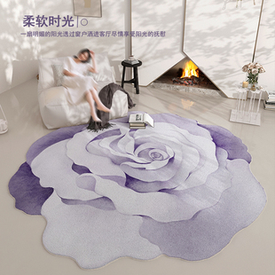异形花朵客厅高级感花园地毯圆形地垫卧室床边垫艺术茶几2024