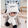 儿童帽子围巾一体男女童，冬季保暖护耳可爱熊猫，耳朵会动宝宝套头帽