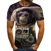 猴子夏季创意男生短袖动物3D印花紧身运动T恤男