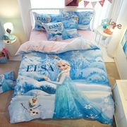 全棉儿童迪士尼四件套纯棉被套卡通三件套女孩艾莎公主风床单床笠