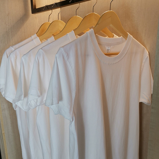 (买一送一)270g出口日本重磅纯棉短袖t恤加厚实不透打底衫男女