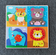 木制拼图动物森林卡通认知手抓板嵌板配对男孩女孩益智早教玩具