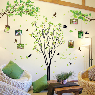 装饰贴纸墙贴创意树叶贴纸墙贴装饰绿色叶子相框框边自粘教室背景