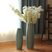 景德镇陶瓷器现代简约美式欧式客厅落地花器天蓝，花瓶装饰摆件