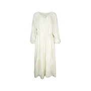 法式温柔风2024女春夏季天丝绣花长裙高级感白色长袖仙连衣裙