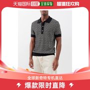 香港直邮balmain男士monogram-jacquard混合美利奴丝绸polo衫