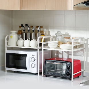 居家家厨房微波炉烤箱置物架，桌面双层台面，架家用多层调料收纳架子