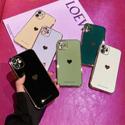 适用苹果15手机壳电镀爱心13糖果纯色promax简约大方iphone少女生14时尚，软保护套xs粉红小清新薄全包防摔紫色