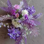 紫色系地排花婚庆舞台路引花装饰路引成品绢花排布置婚礼背景花艺