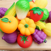幼儿园蔬菜水果模型儿童颜色，认知早教玩具配对玩具，软胶水果蔬菜