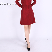 Anlom/娅奴夏季简约直筒红色休闲粘纤维气质通勤半身裙下装