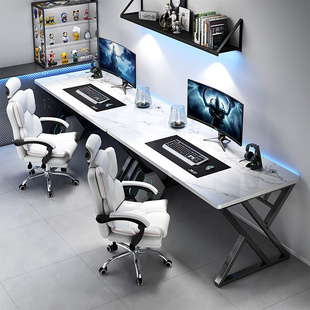 双人电脑桌家用并排长，条桌台式电竞桌卧室，简约办公桌情侣工作桌子
