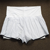 外贸原单女运动短裤宽松高腰边跑步网球裤加内衬防走光白色带反光