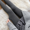 加绒加厚烟灰色连裤袜秋冬季保暖咖啡色打底裤袜，女条纹显瘦黑丝袜