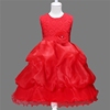 女童夏季连衣裙白色玫红花朵礼服公主蓬蓬裙2-10岁女宝儿童摄影服