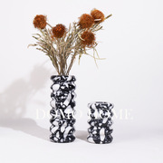高档现代创意黑白点大理石花器花插样板间摆件家居客厅装饰花瓶