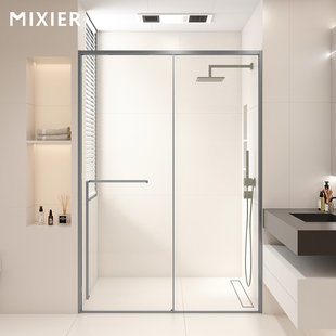 隐藏式吊夹极窄淋浴房推拉门卫生间，玻璃门一体式浴室，隔断干湿分离