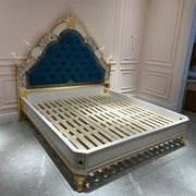 欧式实木床双人床主卧轻奢婚床1.8米2米2.2米大牛皮床别墅大宅床