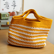 菲菲姐家自制韩版波浪纹休闲手提包diy手工编织送女朋友创意礼物