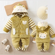 宝宝棉衣加厚加绒男女1-2-3岁婴幼儿棉服保暖两件套外穿分体套装