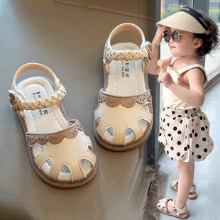 女童包头镂空凉鞋，2024年夏季儿童时尚软底公主，凉鞋小女孩童鞋