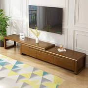 实木电视柜伸缩茶几组合中式小户型简约现代家用客厅地柜电视机柜