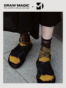 玻璃丝袜子女春夏季薄款法国艺术抽象植物，条纹透明水晶丝袜中长筒