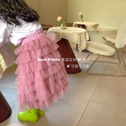 女童超火纱裙粉色蛋糕裙半身裙黑色长裙tutu蓬蓬裙2023年童装春装