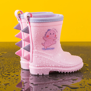 儿童雨鞋女童宝宝幼儿园小童雨靴，加绒可拆卸防滑男童2-6岁雨衣鞋3