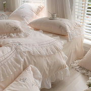 充满仙气的卧室|法式公主风蕾丝，刺绣全棉四件套纯棉床上用品花卉