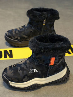 男童雪地靴冬季2023加绒加厚儿童靴子防水防滑男孩东北大棉鞋