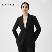 LANCY/朗姿2023秋冬季黑色西装外套女高级感羊毛职业西服女装