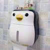 企鹅创意卫生间厕所纸巾盒置物架卷纸抽纸盒免打孔浴室，防水厕纸盒