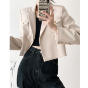 印思米色西装外套女春秋短款小个子高级感韩版休闲西服短外套