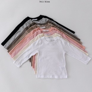 韩国进口婴幼童装春秋简单弹力修身长袖T恤柔软莫代尔打底衫