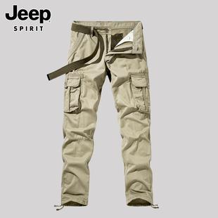 jeep吉普休闲裤男士，秋季2023纯棉户外运动机能工装，长裤子男裤