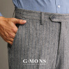 吉约蒙羊毛西裤男灰色条纹，商务休闲直筒，毛呢西服西装裤子修身冬季