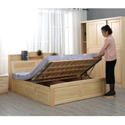 全实木床松木原木，高箱储物框架北欧简约现代主卧1.8米大床经济型