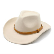 西部牛仔帽米白男女士户外旅行帽骑马帽，毛呢礼帽防晒cowboyhat