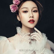 结婚手套婚纱礼服手工珍珠白纱，拍照造型新娘，手套韩式蕾丝薄纱短款