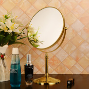 桌面化妆镜台式家用双面放大梳妆镜金色小型可立铜镜复古镜子精致