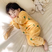 婴儿睡袋秋冬款珊瑚绒加厚儿童防踢被神器婴幼儿分腿连体宝宝睡衣