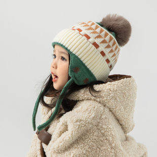 儿童帽子秋冬季宝宝毛线帽，时尚女童针织帽，男童护耳帽保暖防风冬天