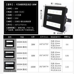 佛山照明led投光灯30W50W100W户外室外防水投射灯广告招牌泛光灯