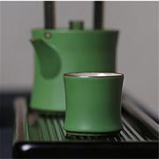 陶瓷功夫茶具套装粗陶青竹山水，提梁壶田园风，大容量泡茶壶竹节茶杯
