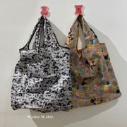 韩国卡通女包少女大容量轻便购物袋动漫环保便携单肩包折叠买菜袋