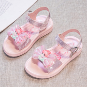 女童凉鞋2024年夏季儿童软底时装公主鞋小女孩露趾粉色沙滩鞋