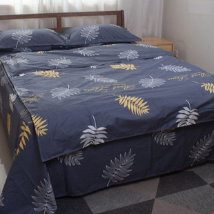 纯棉100%斜纹三四件套床单床笠式活性被套全棉简约单双人床上