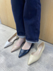 韩国足求2024春季尖头平底简约纯色时尚通勤舒适浅口单鞋子女