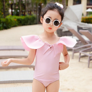 韩国儿童泳衣女童连体公主荷叶边露背宝宝游泳衣女孩泳装